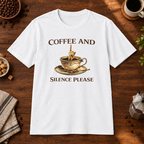 Coffee and Silence Please T-Shirt White coffee-bar flat lay