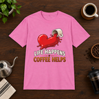 Life Happens T-Shirt Azalea coffee-bar flat lay