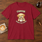 Coffee Makes You Cuter T-Shirt Cardinal Red coffee bar mockup