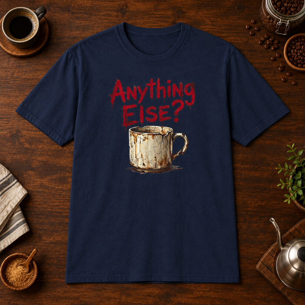 Anything Else? Navy coffee-bar flat-lay mockup