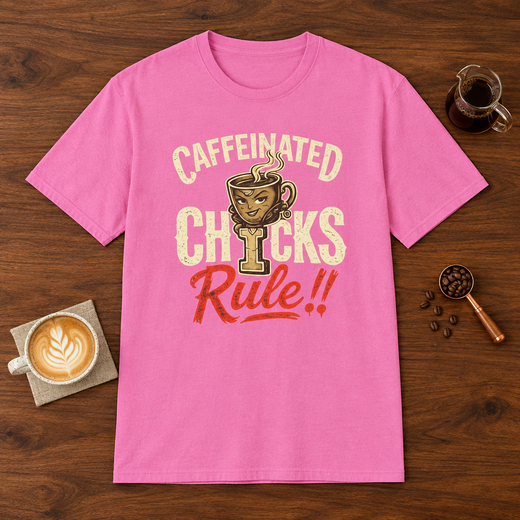 Caffeinated Chicks T-Shirt Azalea coffee bar mockup