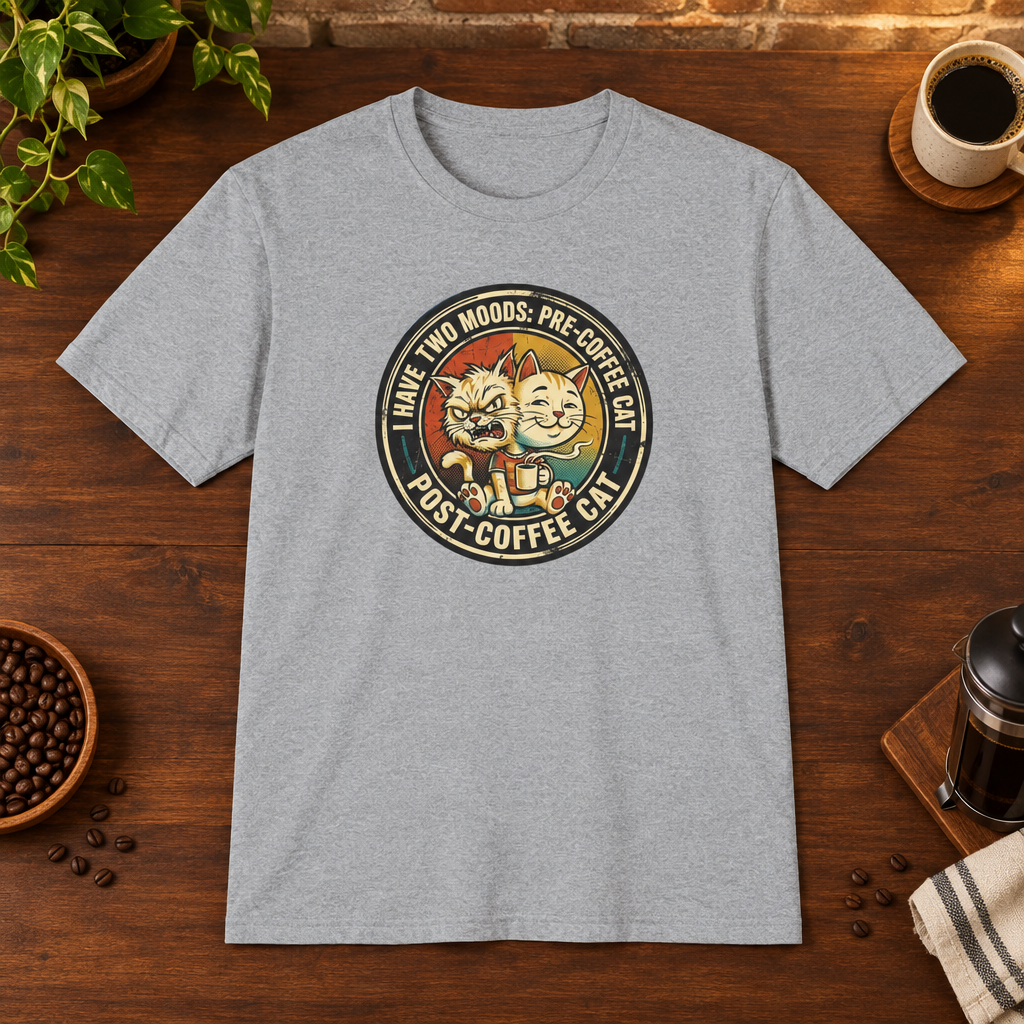 Two Mood Cats T-Shirt Sport Grey preferred-size coffee-bar flat lay