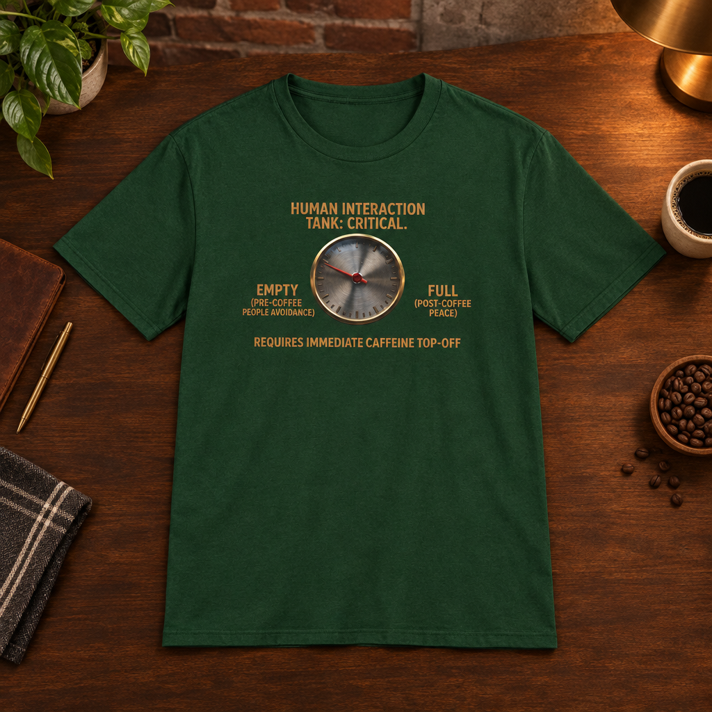 Human Interaction T-Shirt Forest Green close-fill short-sleeve coffee-bar flat lay