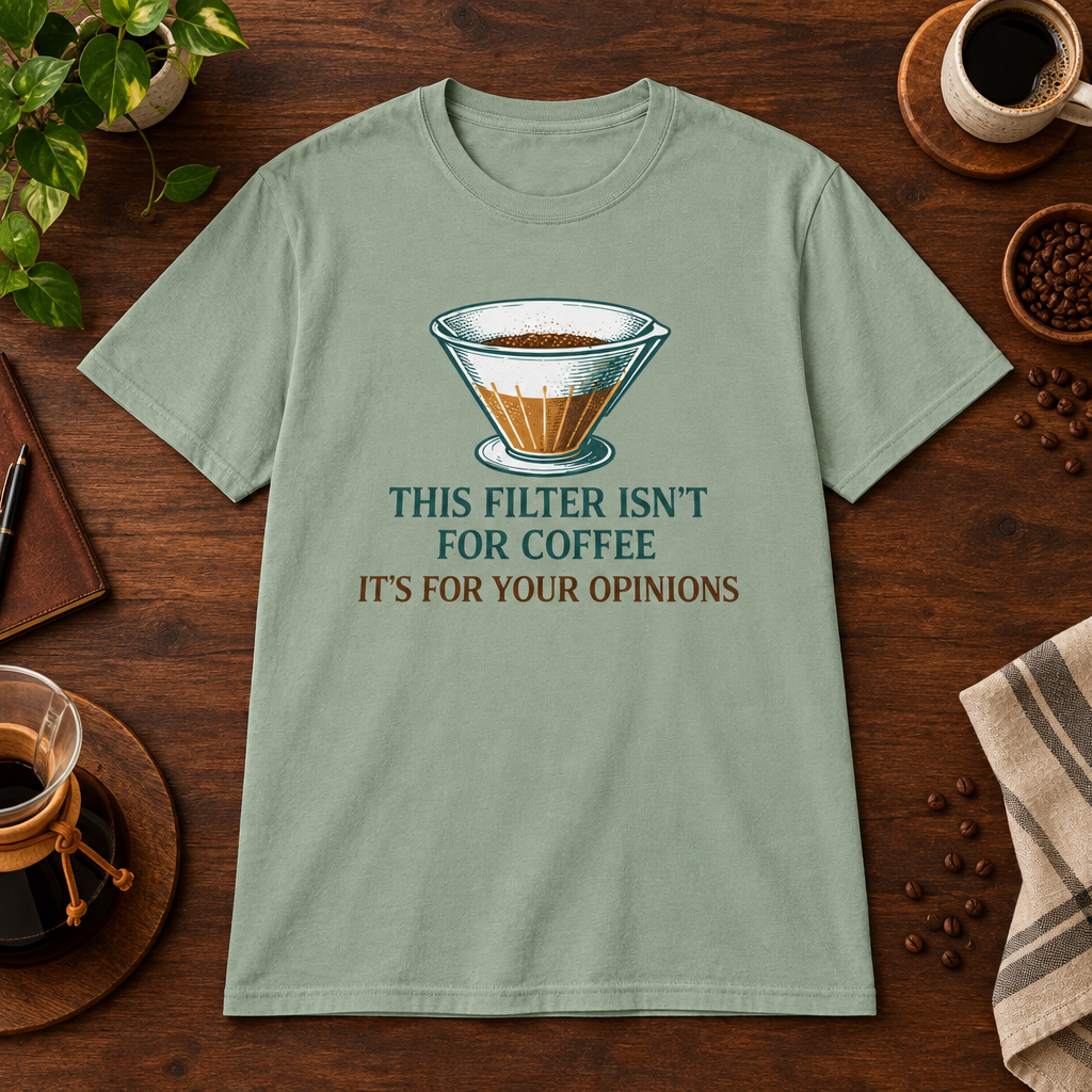Coffee Filter T-Shirt Sage short-sleeve coffee-bar flat lay