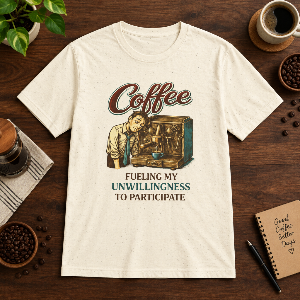 Fueling My Unwillingness T-Shirt Natural short-sleeve coffee-bar flat lay