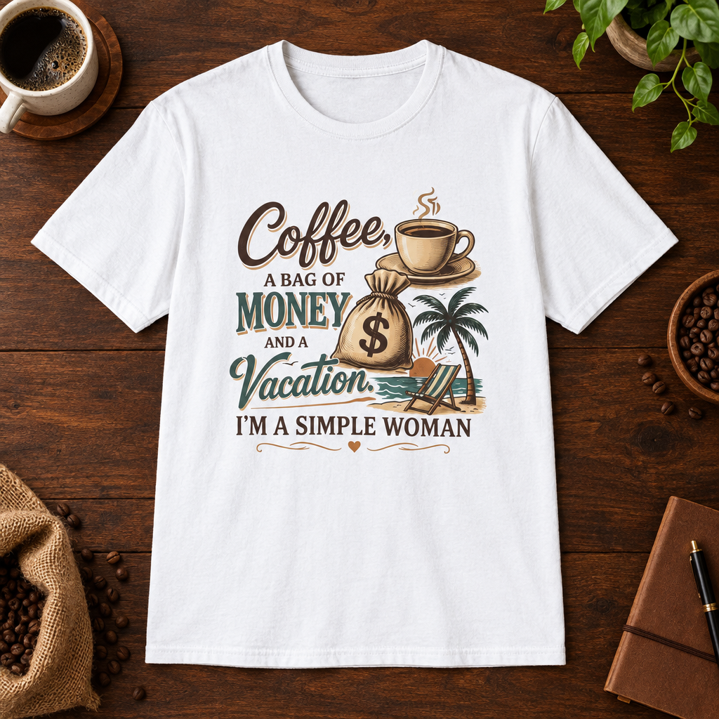 Simple Woman T-Shirt White short-sleeve coffee-bar flat lay