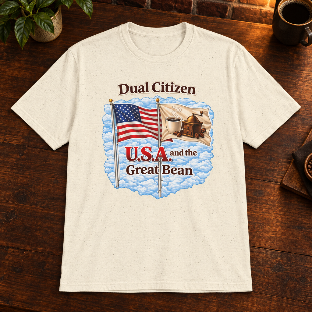Dual Citizen T-Shirt Natural close-fill short-sleeve coffee-bar flat lay