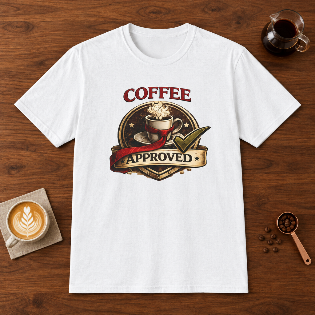 Coffee Approved T-Shirt White coffee bar mockup