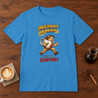 Instant Man T-Shirt Heather Sapphire coffee bar mockup