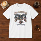 Real Americans T-Shirt White coffee bar mockup