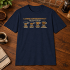 Caffeine Conversion T-Shirt Navy close-fill short-sleeve coffee-bar flat lay