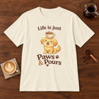 Paws & Pours T-Shirt Natural coffee bar mockup