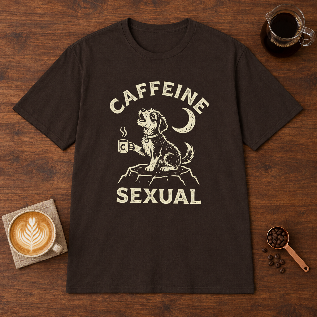 Caffeine Sexual T-Shirt Dark Chocolate coffee bar mockup