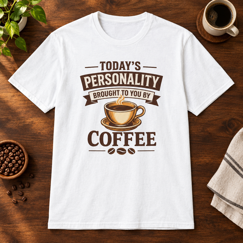 Today's Personality T-Shirt White coffee-bar flat lay
