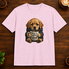 This Is Going Viral T-Shirt in Light Pink on a dark wood coffee bar