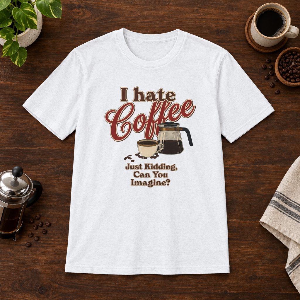 I Hate Coffee T-Shirt White coffee-bar flat lay