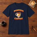 Powered by Coffee T-Shirt Navy coffee bar mockup