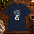 White Coffee Cup T-Shirt Navy close-fill short-sleeve coffee-bar flat lay