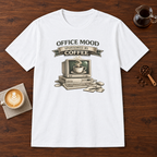Office Mood Sponsored by Coffee T-Shirt White coffee bar mockup