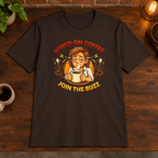 Wired on Coffee T-Shirt Dark Chocolate close-fill short-sleeve coffee-bar flat lay