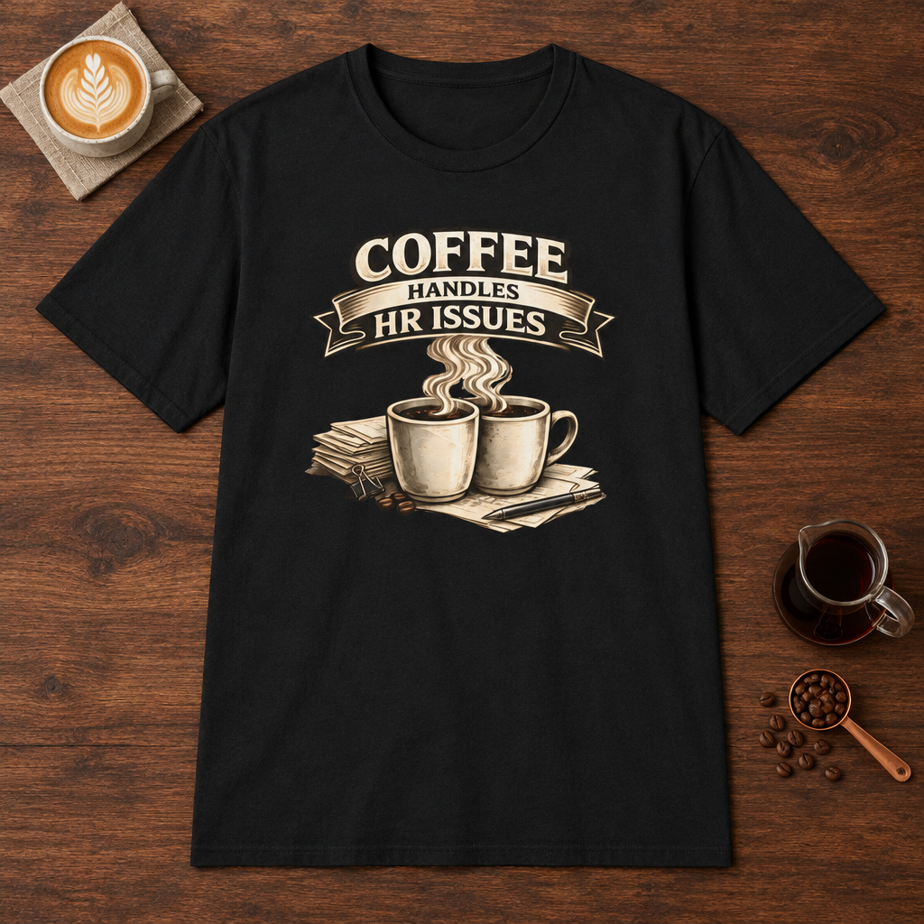 Coffee Handles HR Issues T-Shirt Black coffee bar mockup