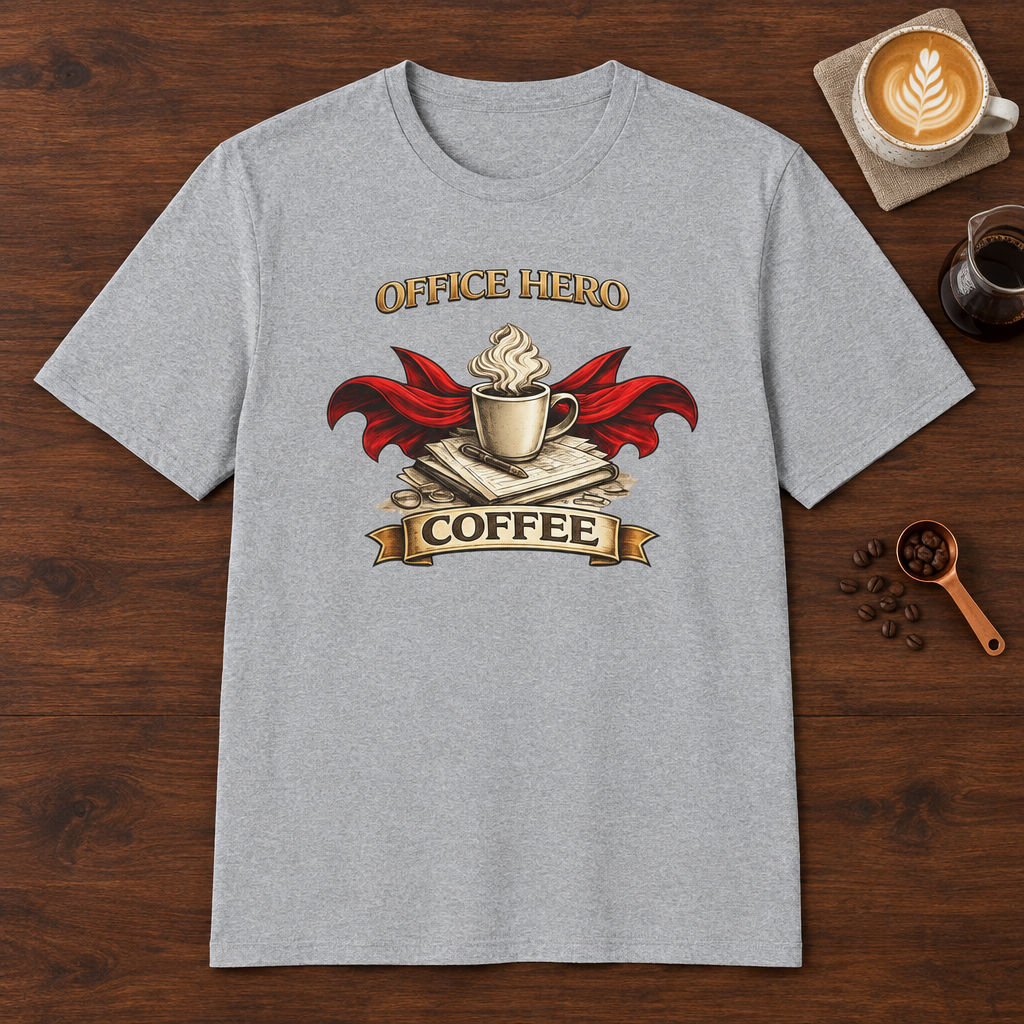 Office Hero Coffee T-Shirt Sport Grey coffee bar mockup