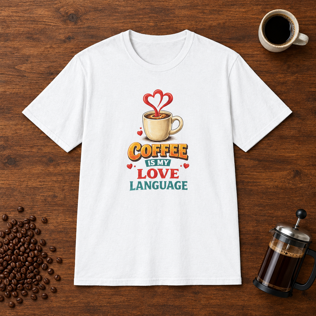 Coffee is My Love Language T-Shirt White coffee-bar flat lay