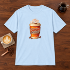 Caffeine Enthusiast - Take Away T-Shirt Light Blue coffee bar mockup
