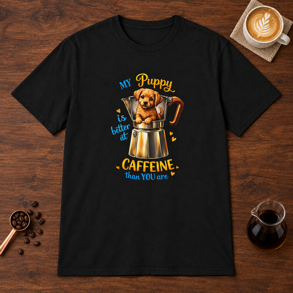 My Puppy - Dark Colors T-Shirt Black coffee bar mockup