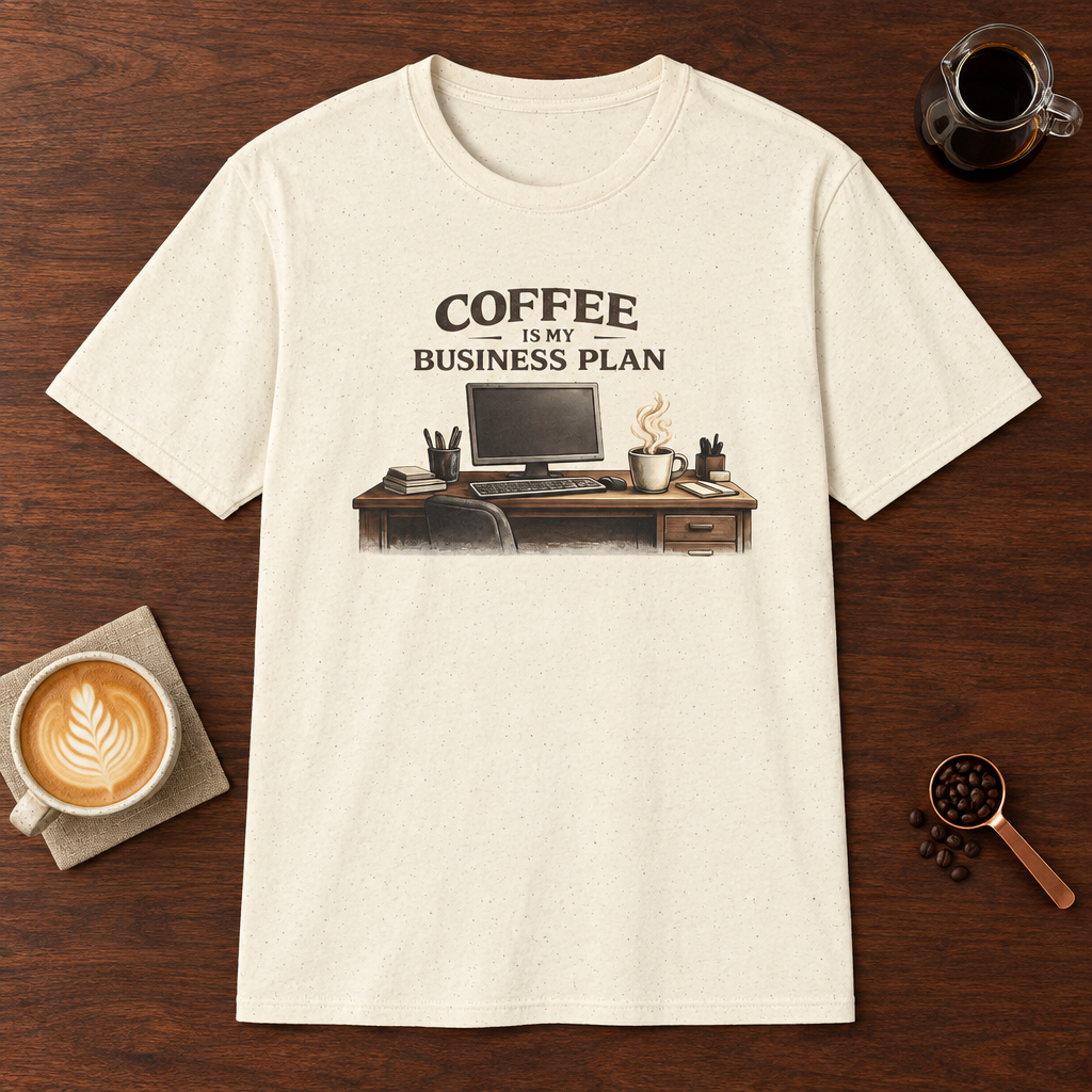 Coffee is My Business Plan T-Shirt Natural coffee bar mockup