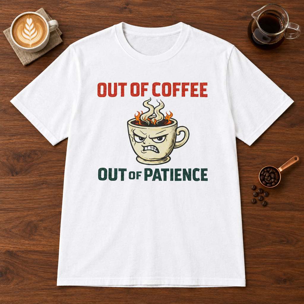 Out of Coffee T-Shirt White coffee bar mockup
