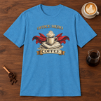Office Hero Coffee T-Shirt Heather Sapphire coffee bar mockup