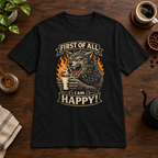 First Of All T-Shirt Black coffee-bar flat lay