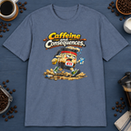 Caffeine and Consequences 2 T-Shirt in Black, zoomed lifestyle mockup