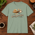 Coffee Saves Lives T-Shirt Sage subtly closer coffee-bar flat lay