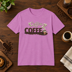 Coffee T-Shirt Heather Radiant Orchid coffee-bar flat lay