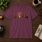 Love T-Shirt Heather Maroon coffee-bar flat lay