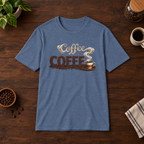 Coffee T-Shirt Heather Indigo coffee-bar flat lay