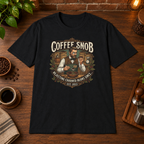 Coffee Snob Male T-Shirt Black short-sleeve coffee-bar flat lay