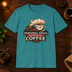Personal Space T-Shirt in Dark Chocolate, zoomed lifestyle mockup