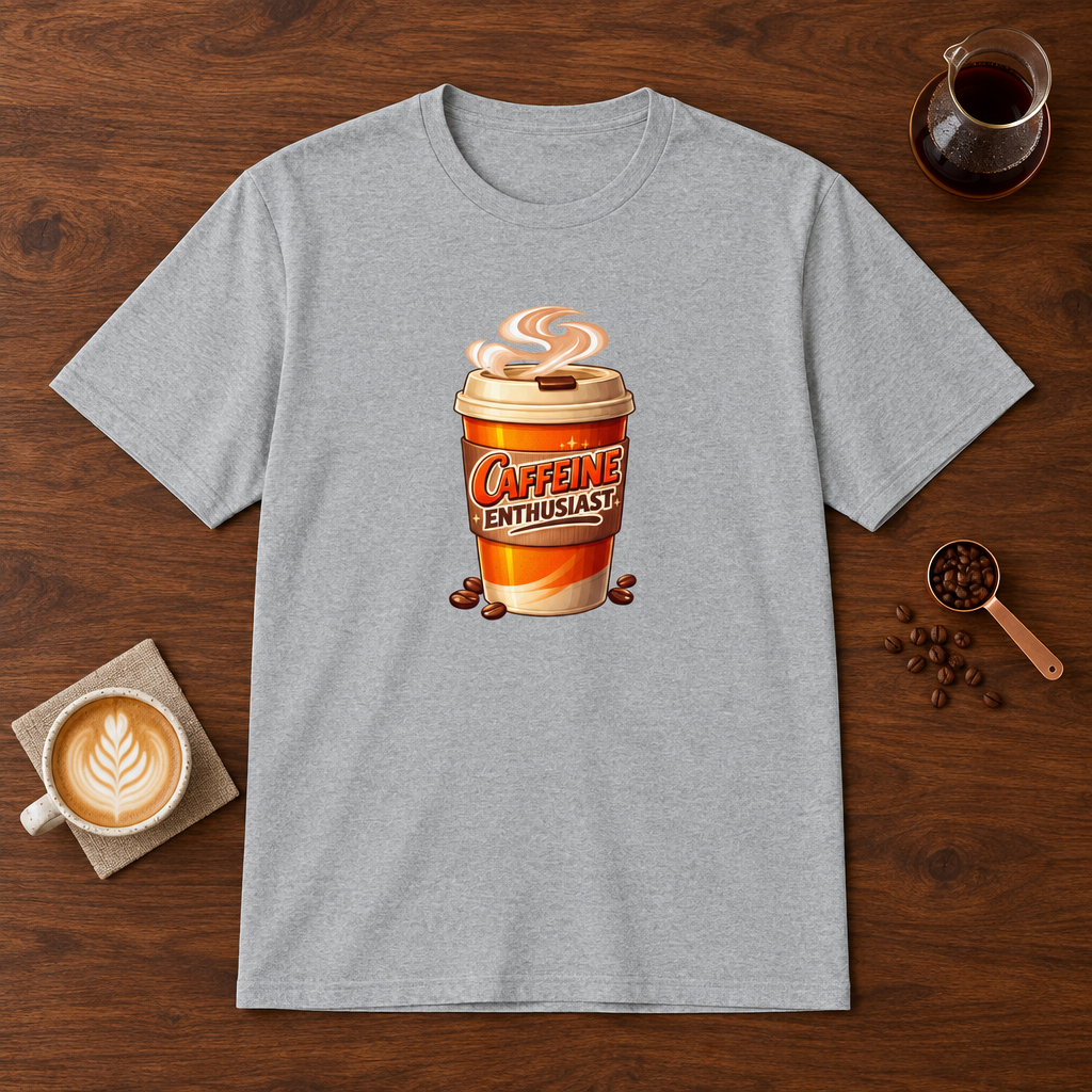 Caffeine Enthusiast - Take Away T-Shirt Sport Grey coffee bar mockup