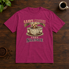 Leave Coffee Take Silence T-Shirt Antique Heliconia coffee-bar flat lay