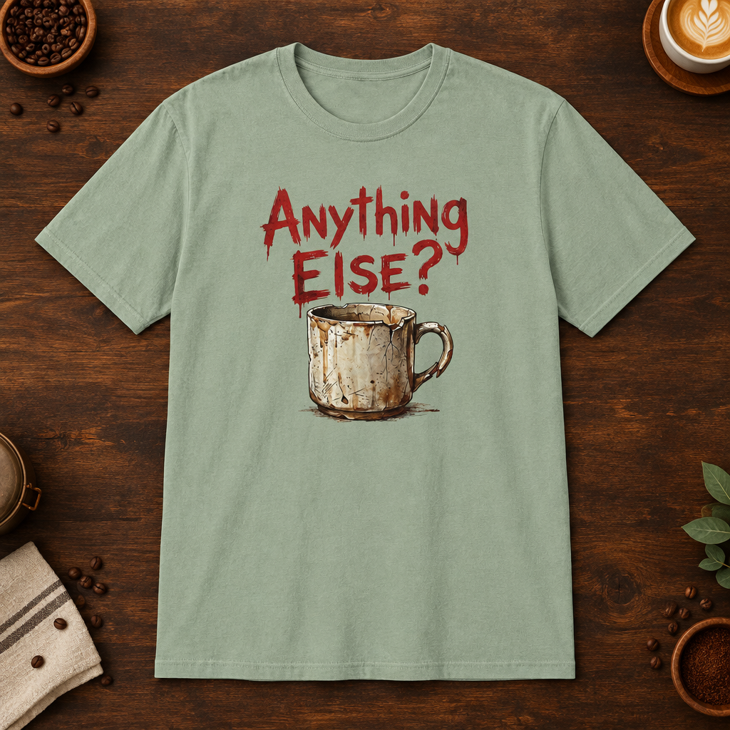 Anything Else? Sage coffee-bar flat-lay mockup