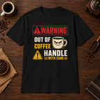 Warning Out of Coffee T-Shirt Black short-sleeve coffee-bar flat lay