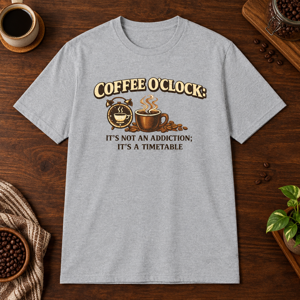 Coffee O'Clock T-Shirt Sport Grey short-sleeve coffee-bar flat lay