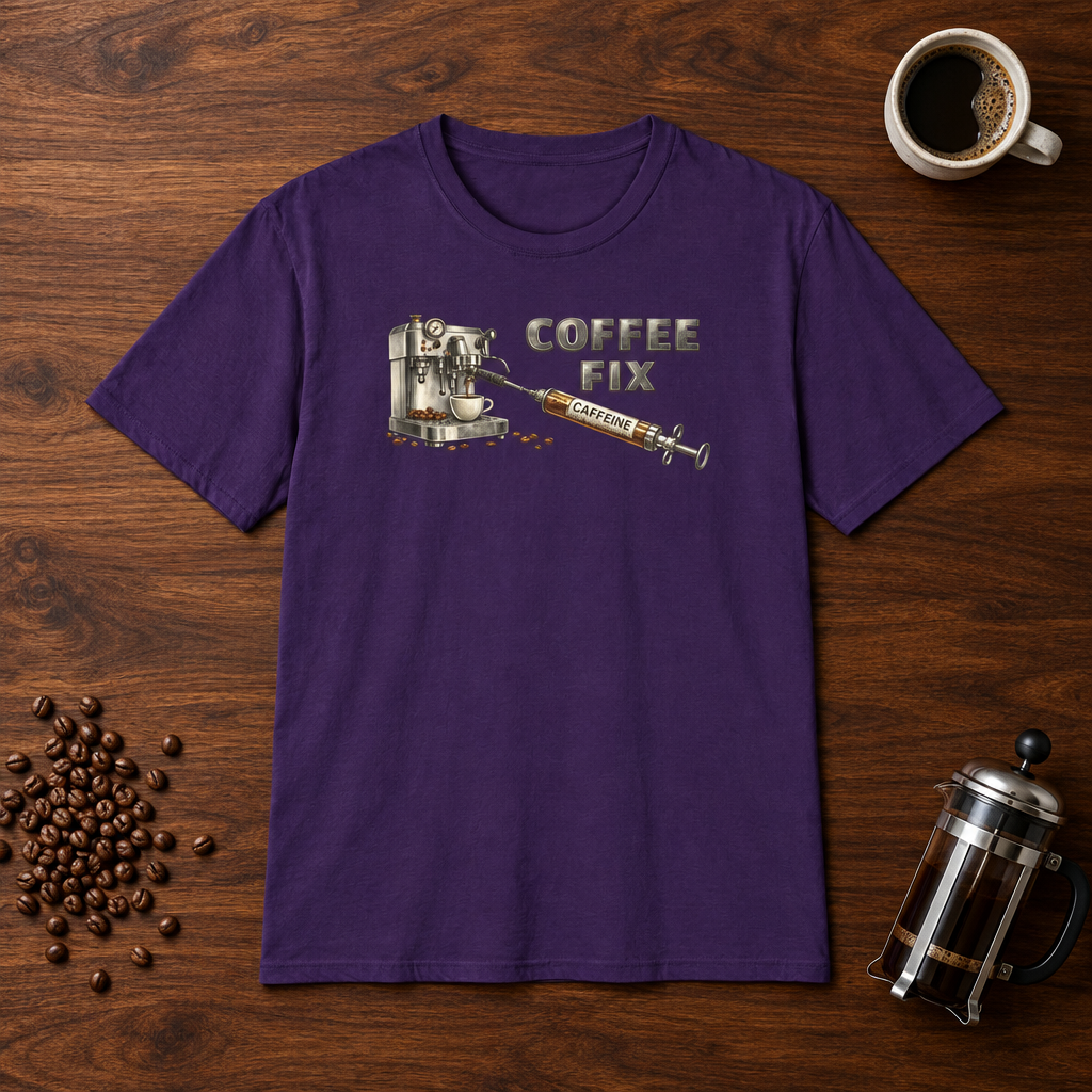 Coffee Fix T-Shirt Purple coffee-bar flat lay