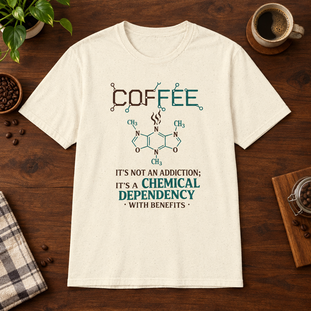 Coffee Dependency T-Shirt Natural short-sleeve coffee-bar flat lay