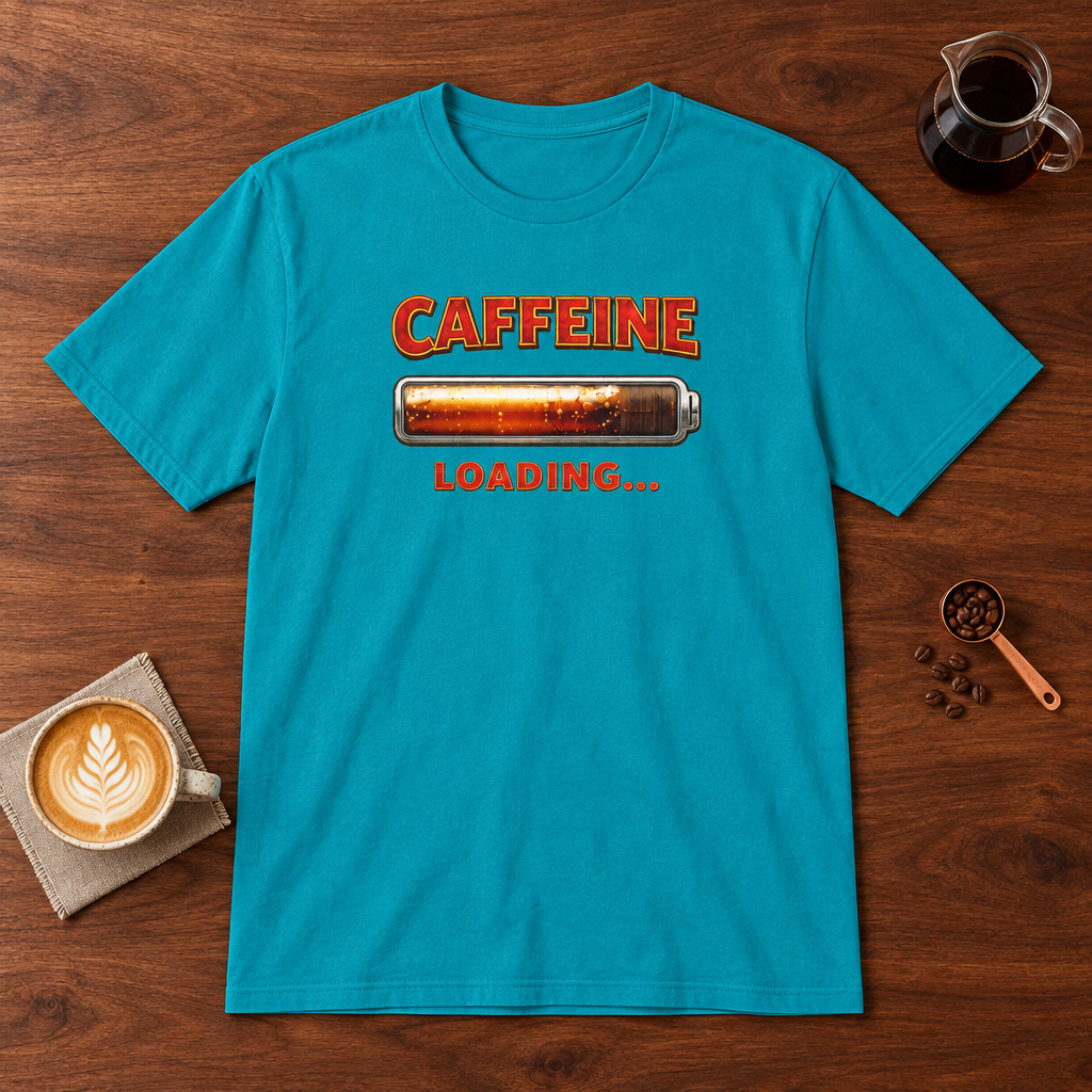 Caffeine Loading T-Shirt Tropical Blue coffee bar mockup