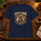 Coffee Snob Male T-Shirt Navy short-sleeve coffee-bar flat lay