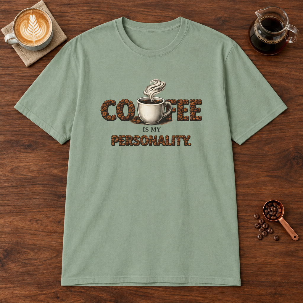 Coffee is My Personality T-Shirt Sage coffee bar mockup